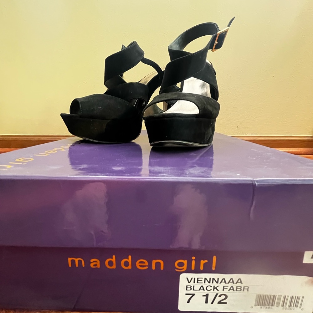 Madden Girl Black Suede Stiletto Sandals